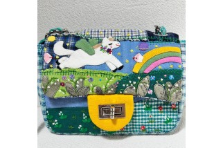 Pegasus and rainbow appliqué crossbody bag