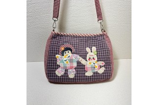 Red Check Applique Crossbody Bag