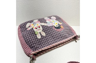 Red Check Applique Crossbody Bag