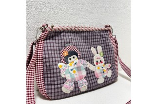 Red Check Applique Crossbody Bag