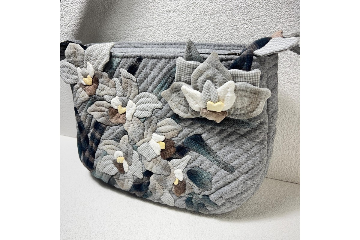 Grey Japanese Elegant Floral Crossbody Bag