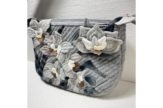 Grey Japanese Elegant Floral Crossbody Bag