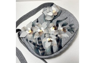 Grey Japanese Elegant Floral Crossbody Bag