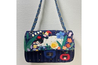 Cat and man pattern crossbody bag