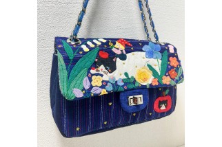 Cat and man pattern crossbody bag