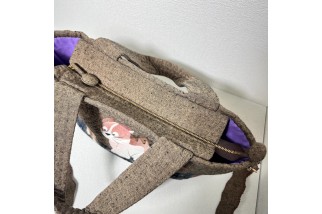 Large patchwork tote bag with embroidered kittens