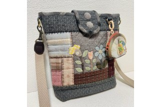 Japanese style floral applique crossbody bag
