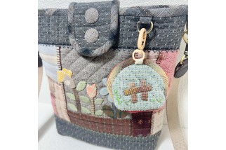 Japanese style floral applique crossbody bag