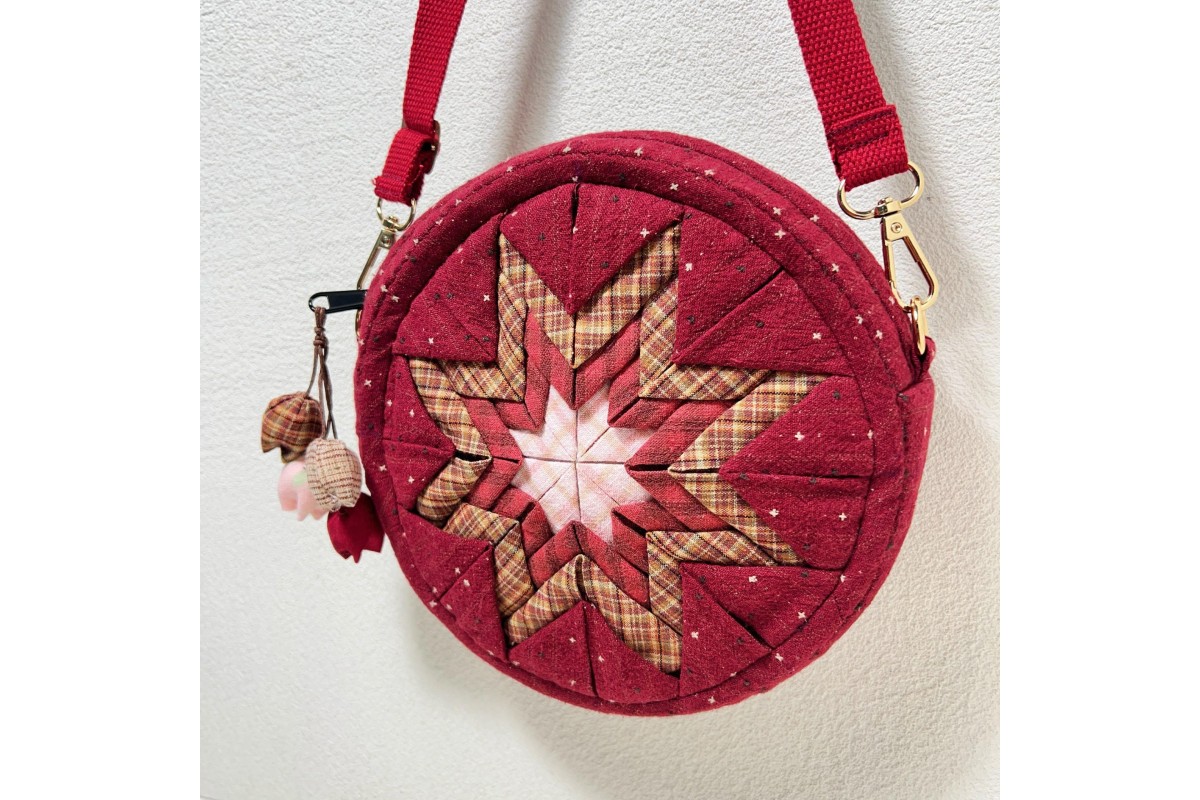 Burgundy Round Star Crossbody Bag