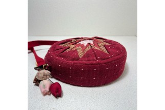 Burgundy Round Star Crossbody Bag
