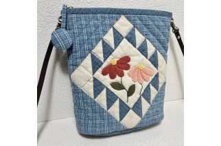 Blue Vintage Geometric Patchwork Crossbody Bag
