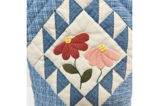 Blue Vintage Geometric Patchwork Crossbody Bag