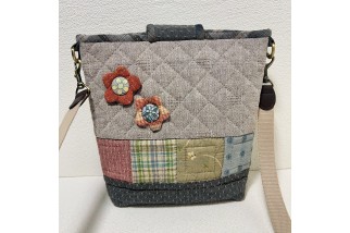 Japanese style floral applique crossbody bag