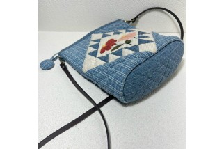 Blue Vintage Geometric Patchwork Crossbody Bag