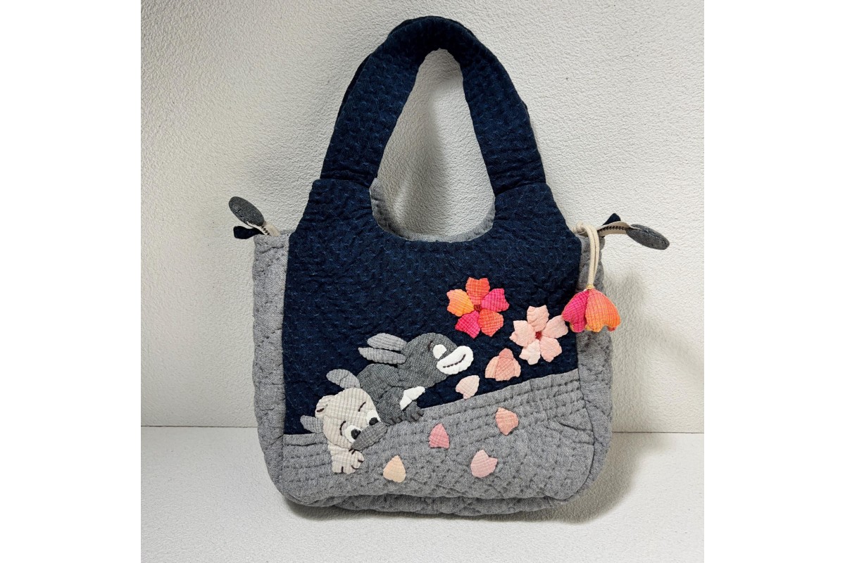 Cherry Blossom and Puppy Applique Crossbody Bag