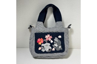 Cherry Blossom and Puppy Applique Crossbody Bag