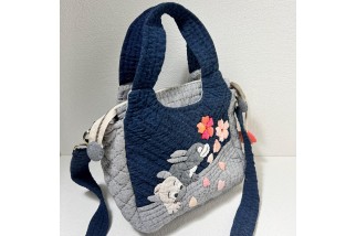 Cherry Blossom and Puppy Applique Crossbody Bag