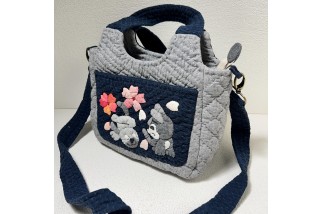 Cherry Blossom and Puppy Applique Crossbody Bag