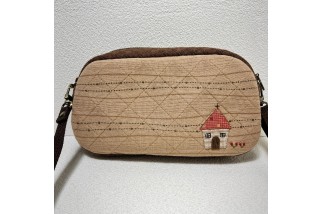 Patchwork wallet with cottage and church appliques