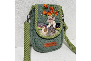 Sun hat Sue and chicken embroidery crossbody