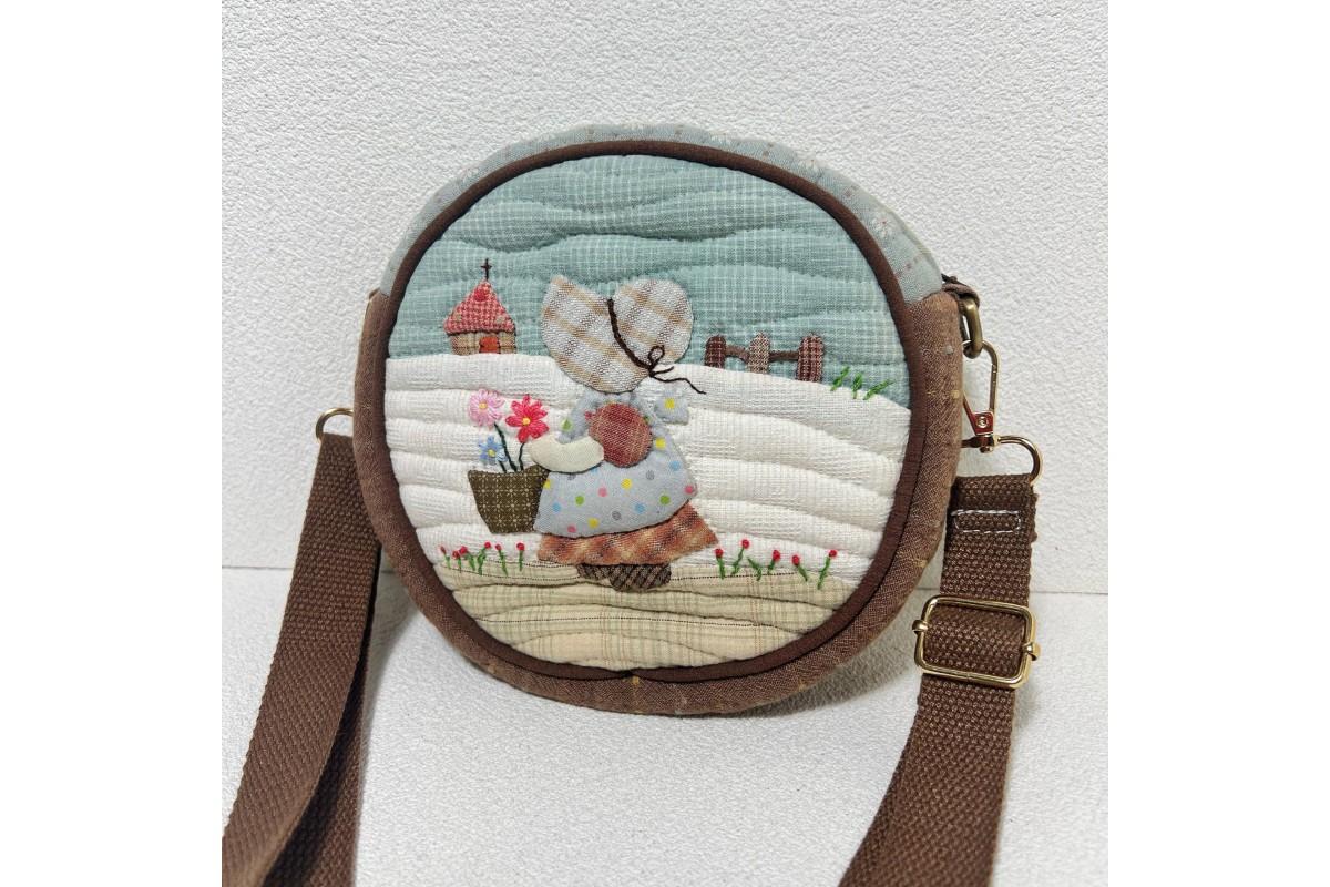 Japanese Circle Quilted Patch Crossbody Bag