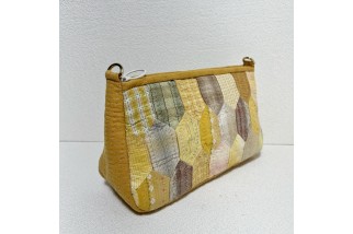 Earth-tone geometric crossbody bag