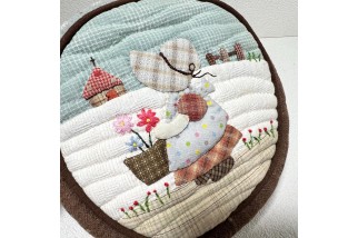 Japanese Circle Quilted Patch Crossbody Bag