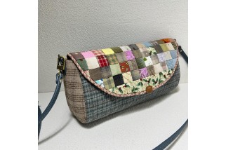 Patchwork crossbody bag with adjustable strap