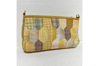 Earth-tone geometric crossbody bag
