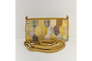 Earth-tone geometric crossbody bag