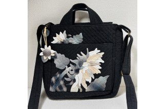 Black Quilted Sunflower Tote