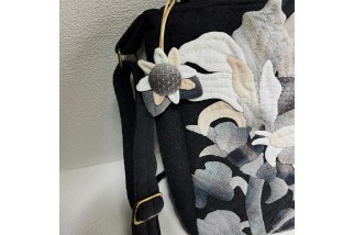 Black Quilted Sunflower Tote